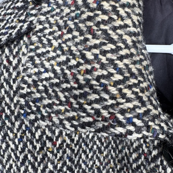 Vintage Jill Tweed Long Coat Women's Sz L Herringbone Wool Overcoat Made USA - Picture 4 of 16